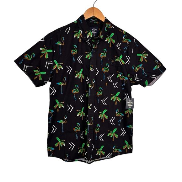 Artistry in Motion Men's Night Island Flamingo Button Down Shirt Size Medium NEW - Picture 7 of 7